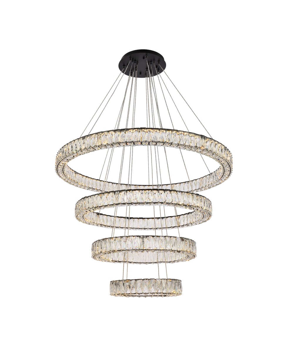 Photos - Chandelier / Lamp Elegant Lighting Black LED Chandelier from the Monroe Collection 3503G41BK 