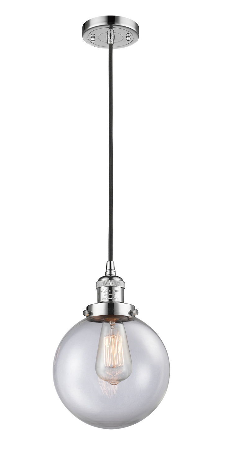 One Light Mini Pendant by Innovations - Franklin Restoration Collection, Polished Chrome Finish - 201C-PC-G202-8