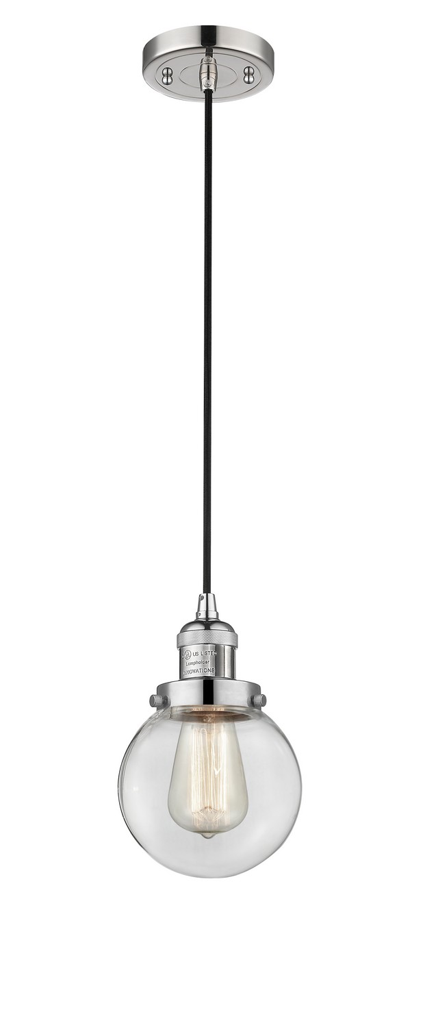 LED Mini Pendant by Innovations - Franklin Restoration Collection, Polished Nickel Finish - 201C-PN-G202-6-LED