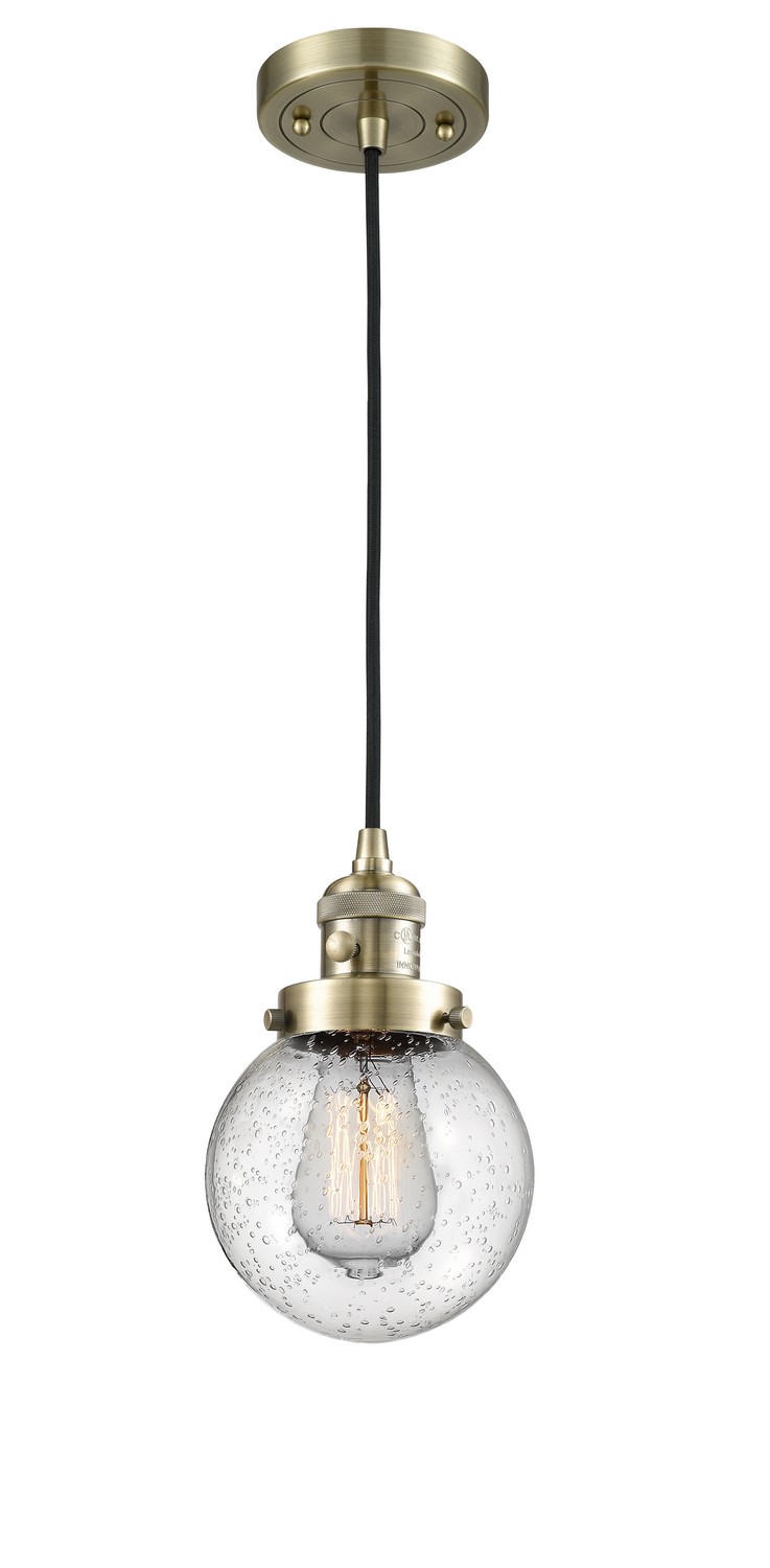 LED Mini Pendant by Innovations - Franklin Restoration Collection, Antique Brass Finish - 201CSW-AB-G204-6-LED