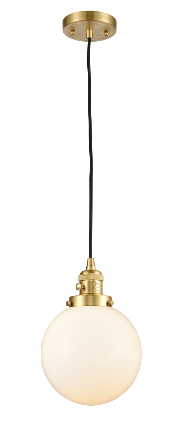 One Light Mini Pendant by Innovations - Franklin Restoration Collection, Satin Gold Finish - 201CSW-SG-G201-8