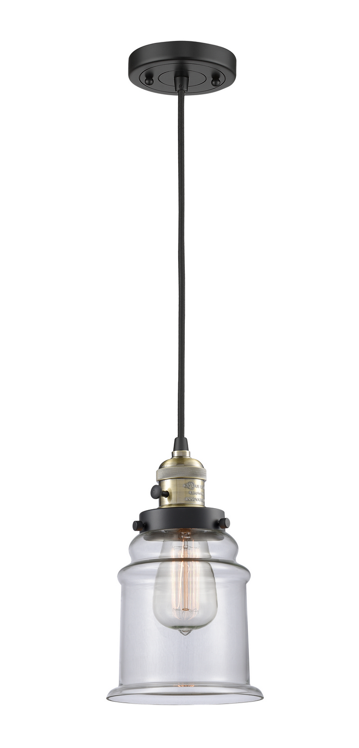 One Light Mini Pendant by Innovations - Franklin Restoration Collection, Black Antique Brass Finish - 201CSW-BAB-G182
