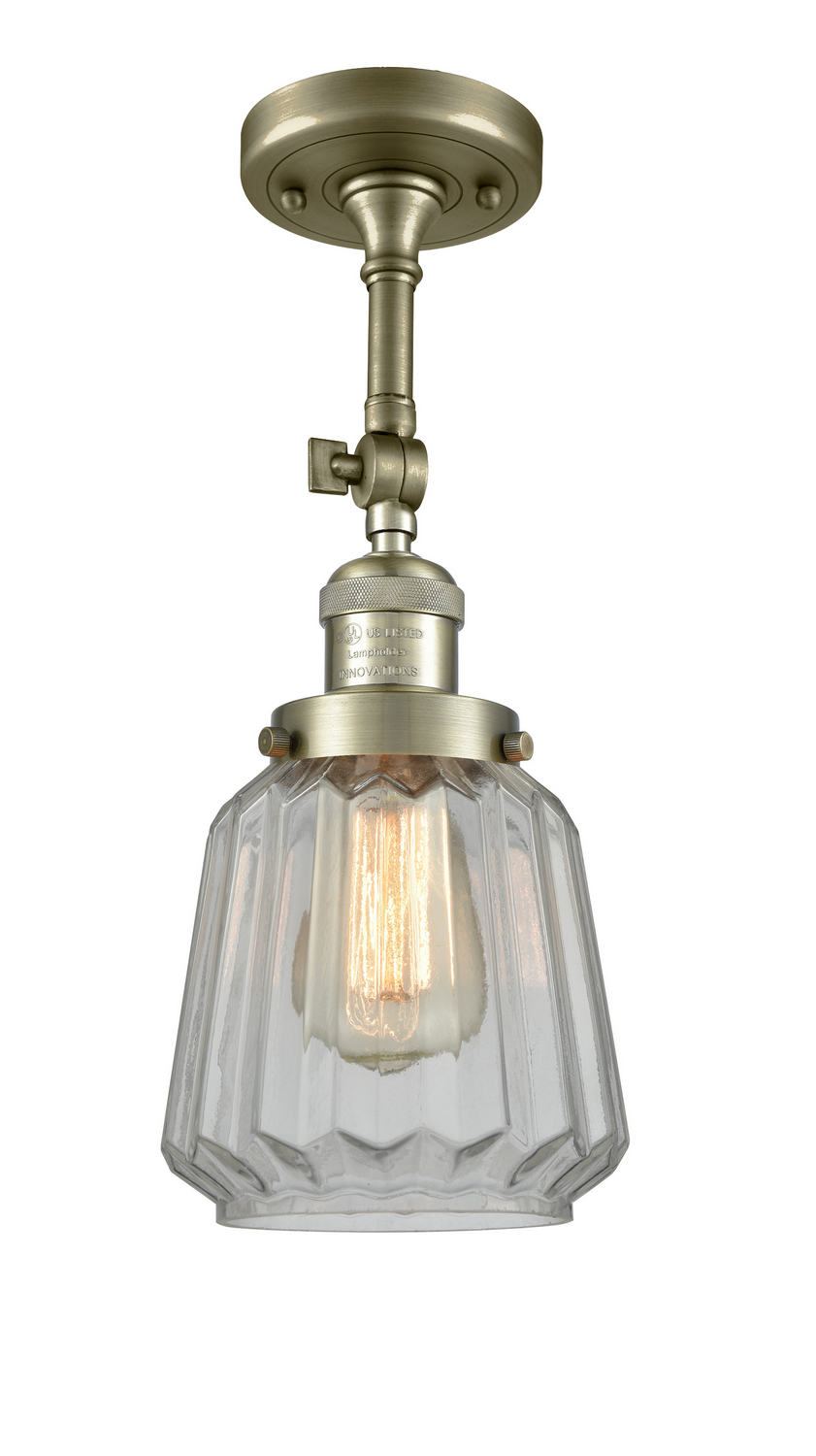 LED Semi-Flush Mount by Innovations - Franklin Restoration Collection, Antique Brass Finish - 201F-AB-G142-LED