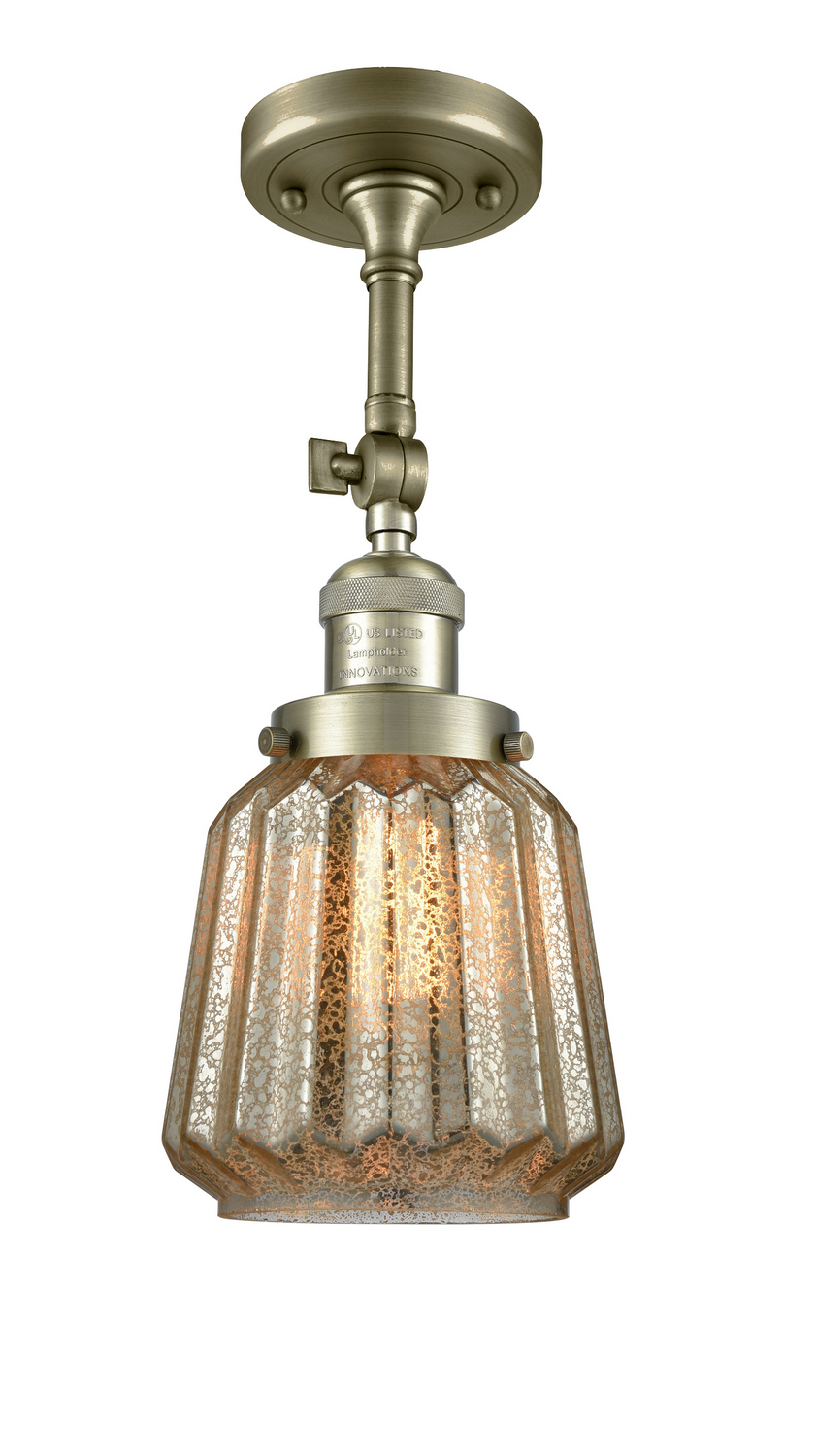 LED Semi-Flush Mount by Innovations - Franklin Restoration Collection, Antique Brass Finish - 201F-AB-G146-LED