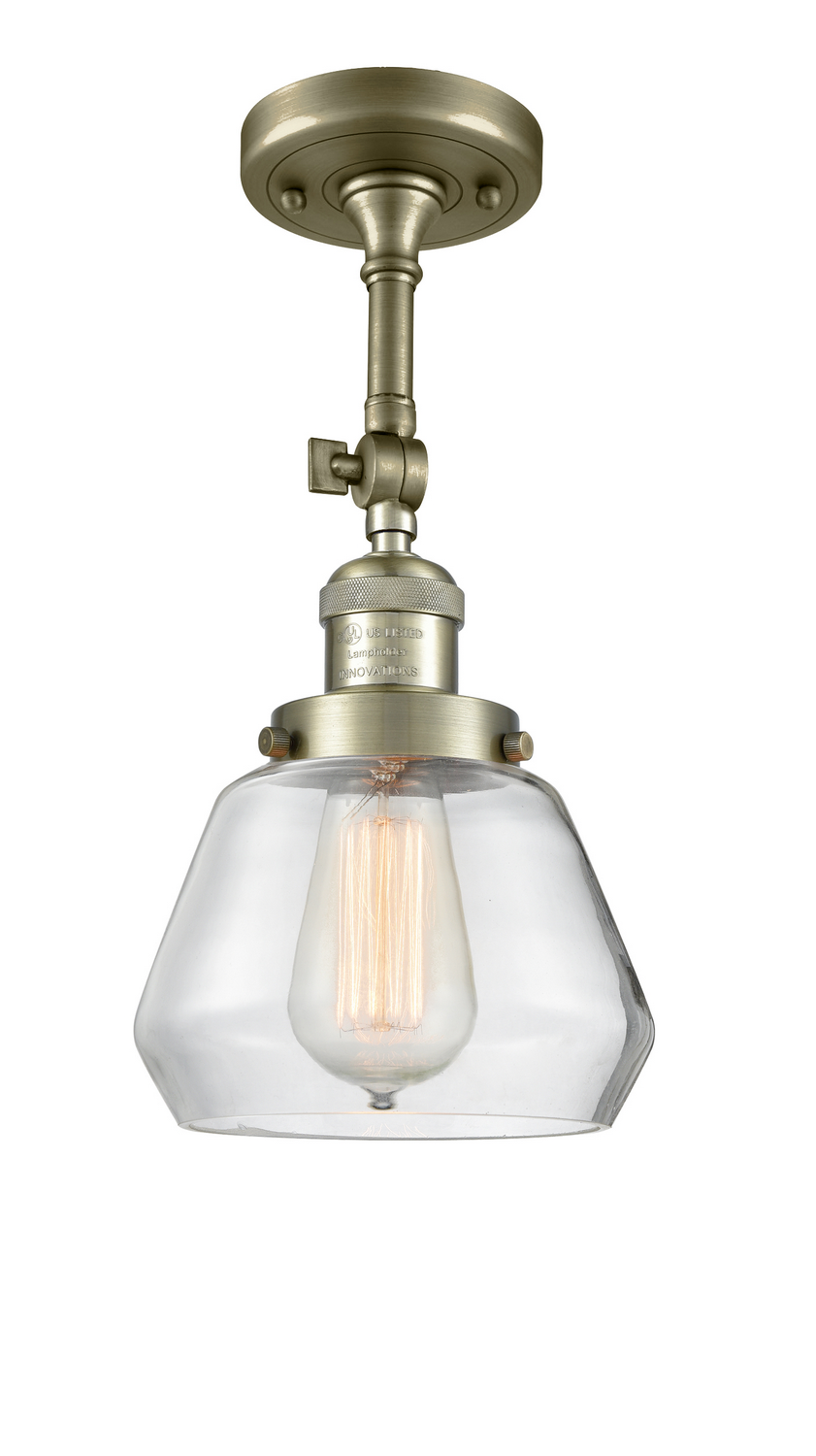 LED Semi-Flush Mount by Innovations - Franklin Restoration Collection, Antique Brass Finish - 201F-AB-G172-LED