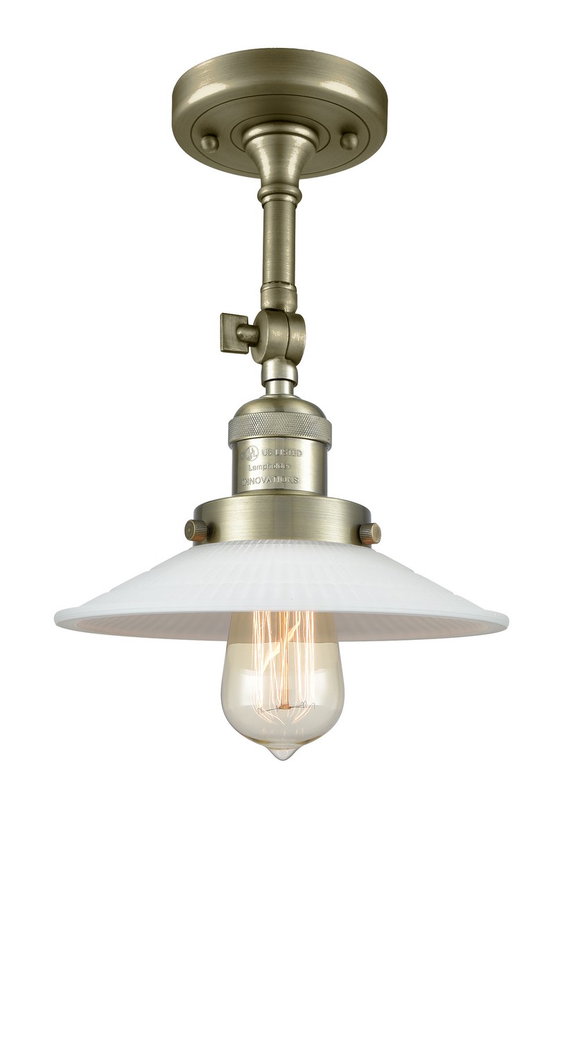 LED Semi-Flush Mount by Innovations - Franklin Restoration Collection, Antique Brass Finish - 201F-AB-G1-LED