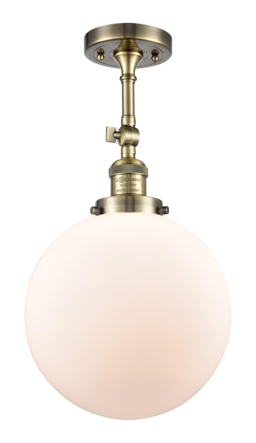 LED Semi-Flush Mount by Innovations - Franklin Restoration Collection, Antique Brass Finish - 201F-AB-G201-10-LED