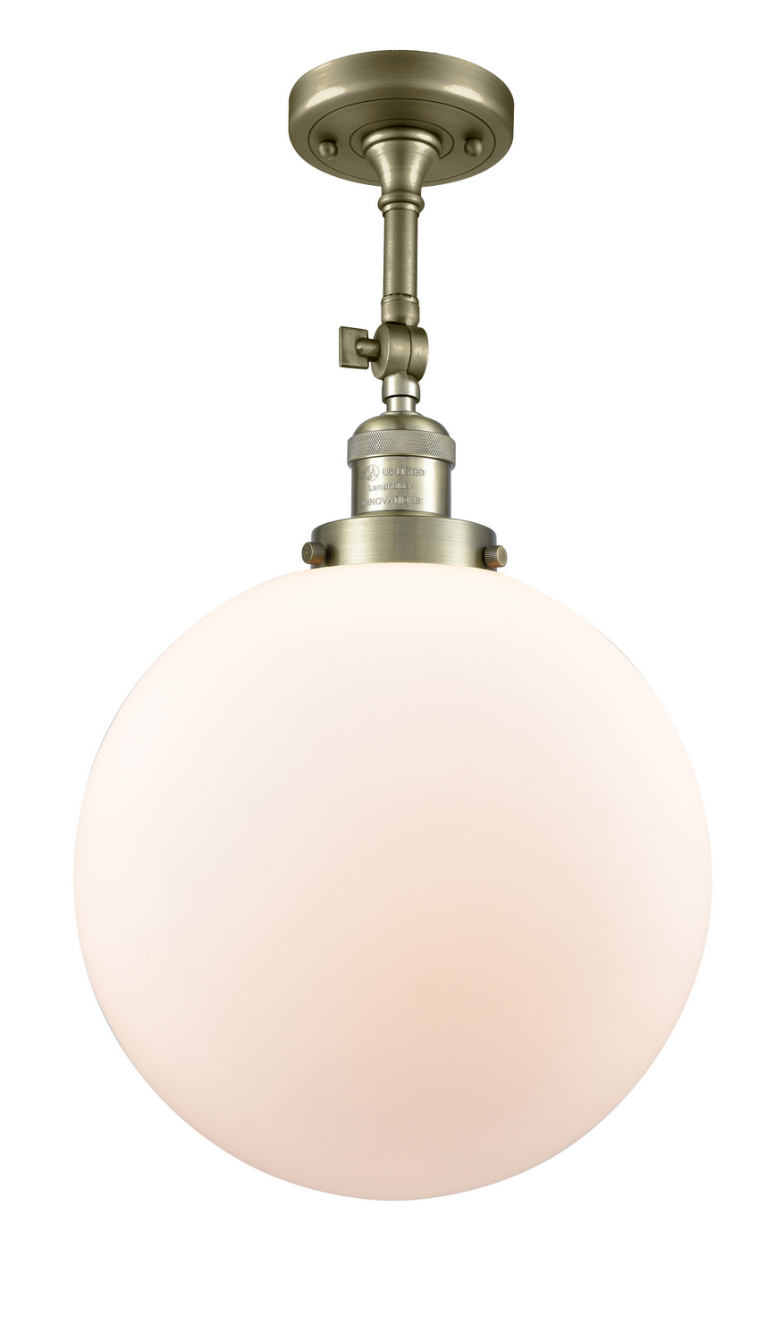 One Light Semi-Flush Mount by Innovations - Franklin Restoration Collection, Antique Brass Finish - 201F-AB-G201-12