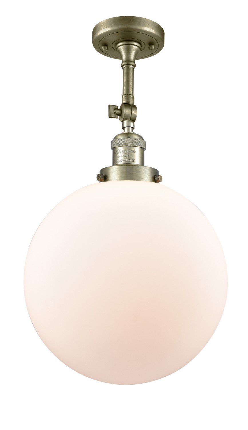 LED Semi-Flush Mount by Innovations - Franklin Restoration Collection, Antique Brass Finish - 201F-AB-G201-12-LED