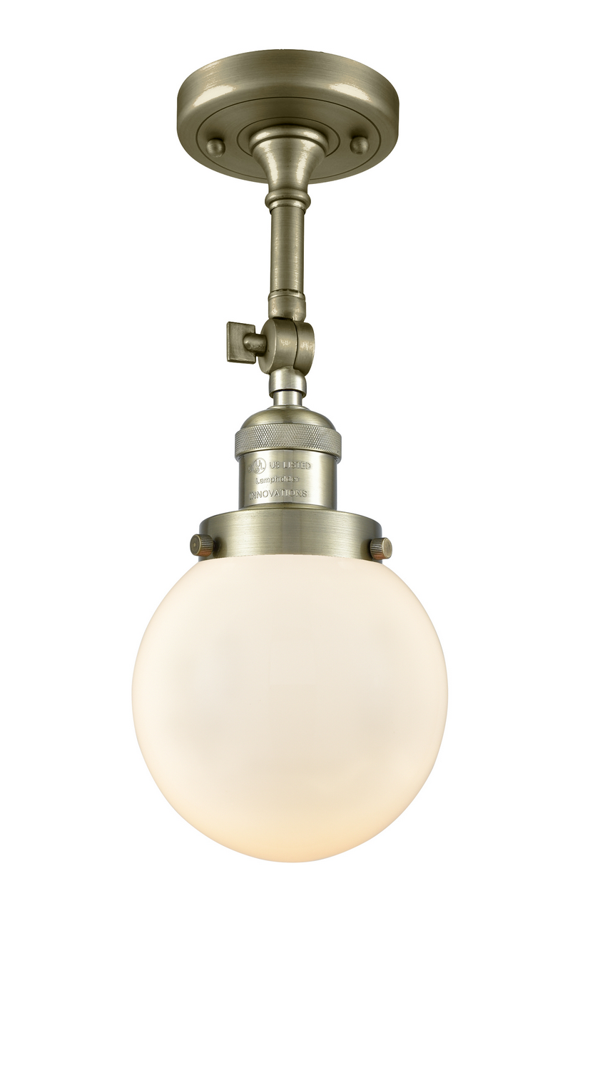 LED Semi-Flush Mount by Innovations - Franklin Restoration Collection, Antique Brass Finish - 201F-AB-G201-6-LED