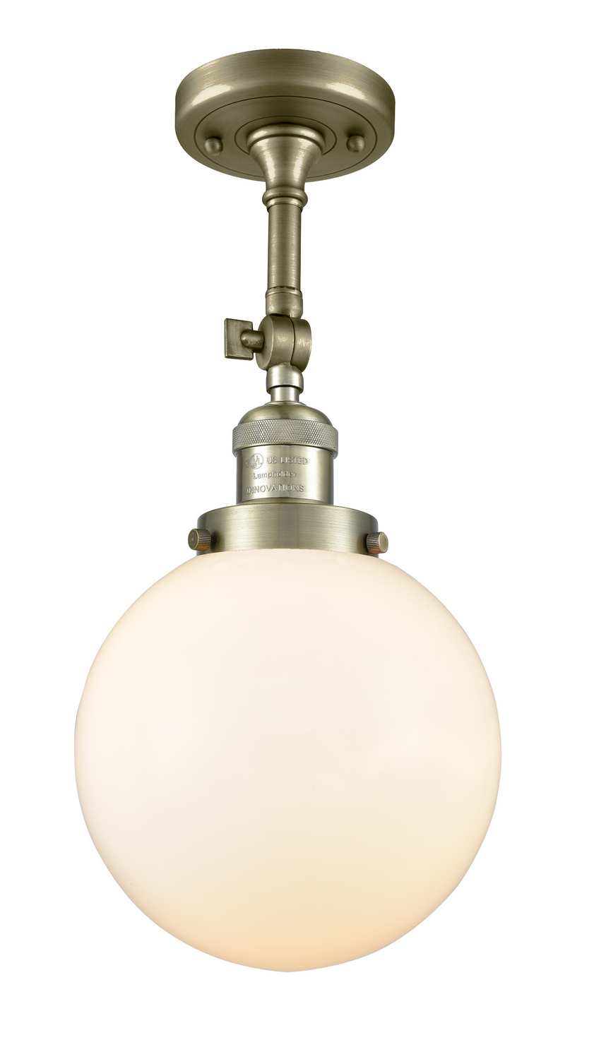 LED Semi-Flush Mount by Innovations - Franklin Restoration Collection, Antique Brass Finish - 201F-AB-G201-8-LED