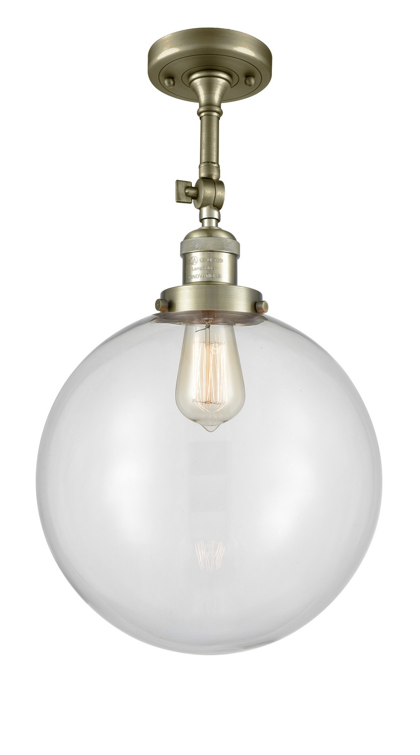 LED Semi-Flush Mount by Innovations - Franklin Restoration Collection, Antique Brass Finish - 201F-AB-G202-12-LED