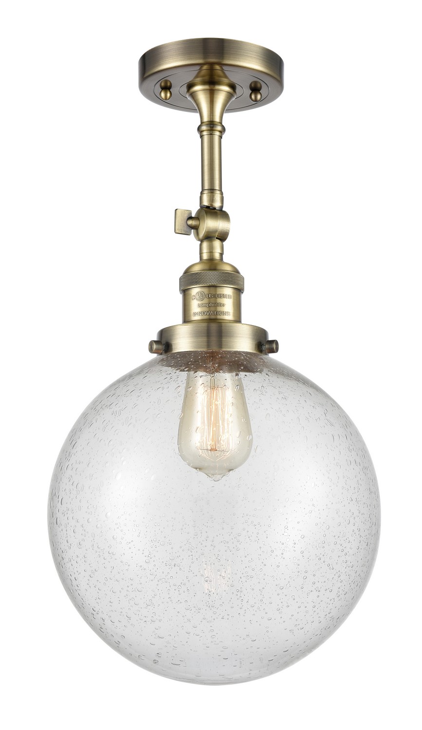 LED Semi-Flush Mount by Innovations - Franklin Restoration Collection, Antique Brass Finish - 201F-AB-G204-10-LED