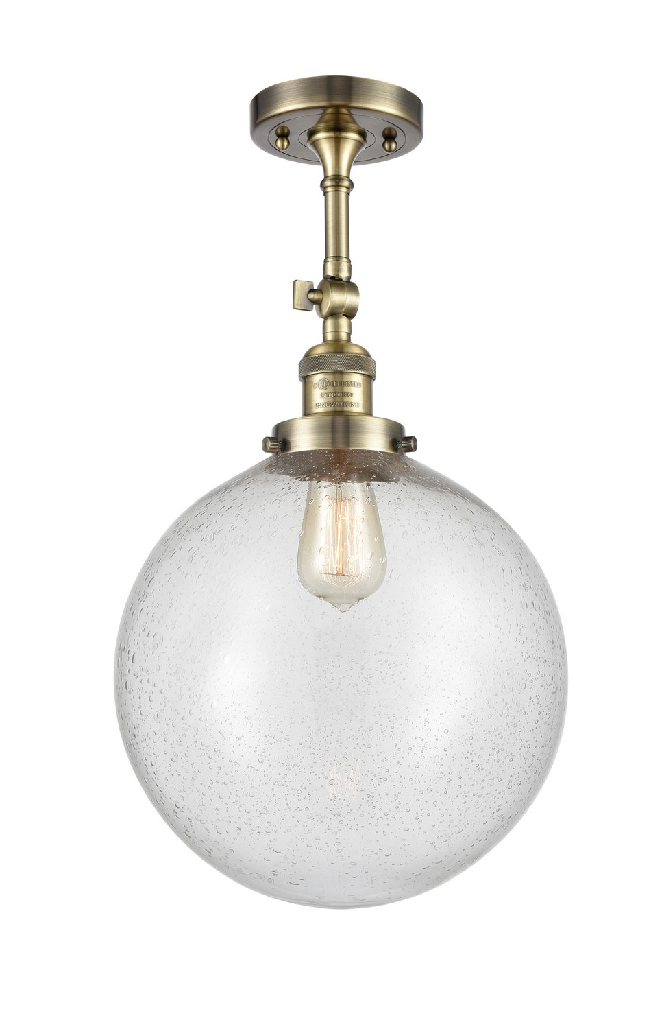 LED Semi-Flush Mount by Innovations - Franklin Restoration Collection, Antique Brass Finish - 201F-AB-G204-12-LED