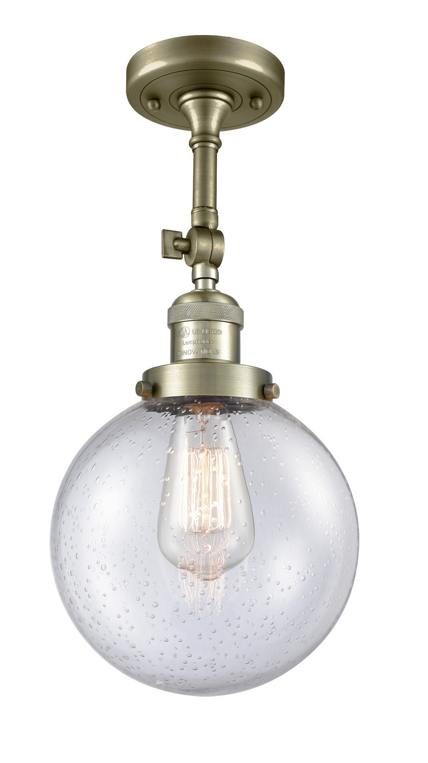 LED Semi-Flush Mount by Innovations - Franklin Restoration Collection, Antique Brass Finish - 201F-AB-G204-8-LED
