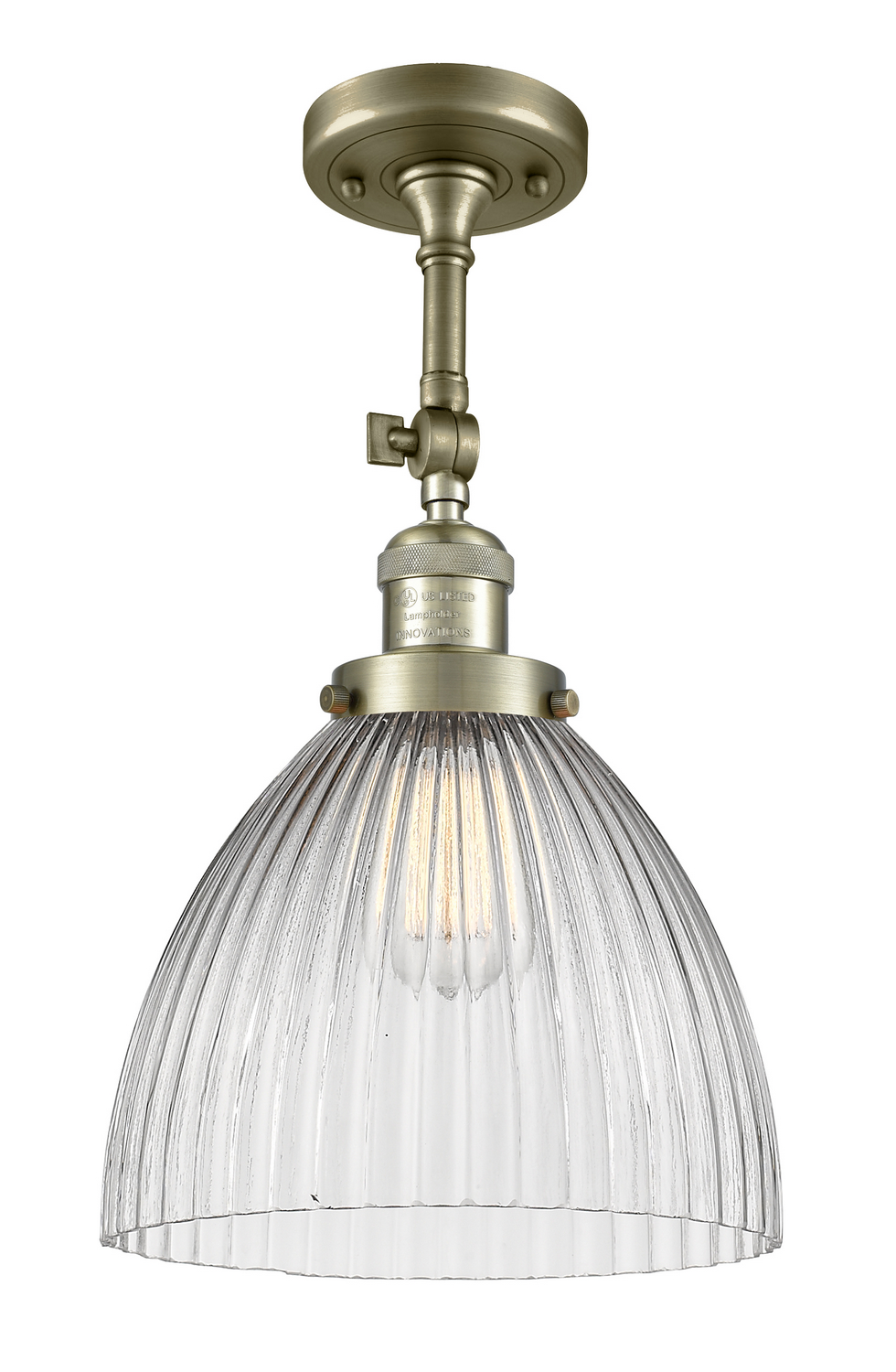 One Light Semi-Flush Mount by Innovations - Franklin Restoration Collection, Antique Brass Finish - 201F-AB-G222
