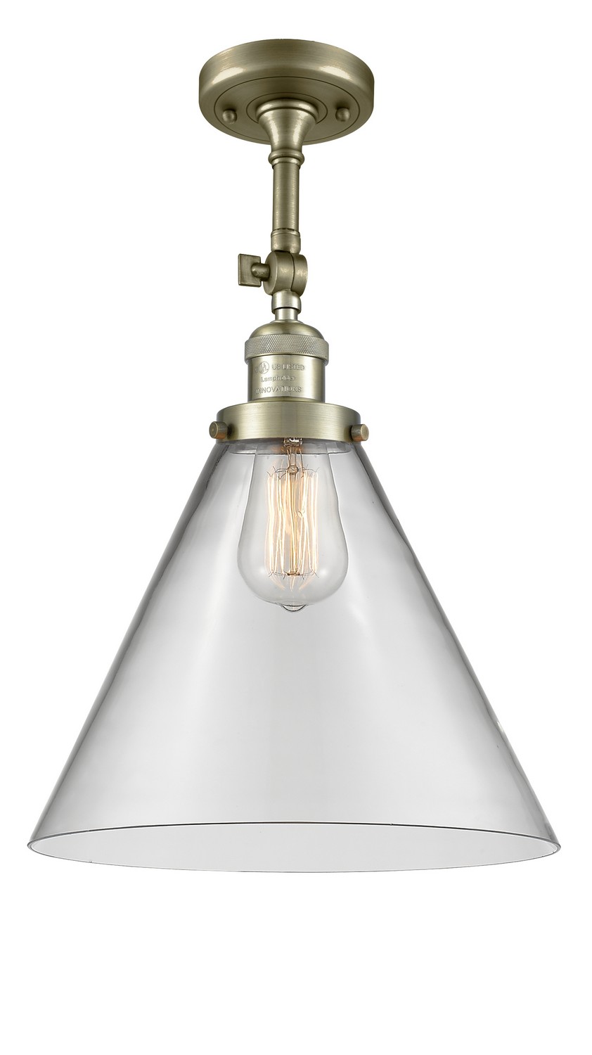 LED Semi-Flush Mount by Innovations - Franklin Restoration Collection, Antique Brass Finish - 201F-AB-G42-L-LED