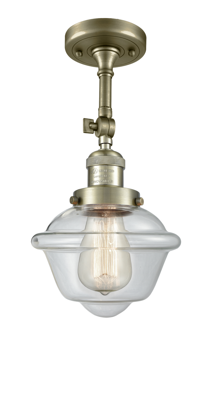 LED Semi-Flush Mount by Innovations - Franklin Restoration Collection, Antique Brass Finish - 201F-AB-G532-LED