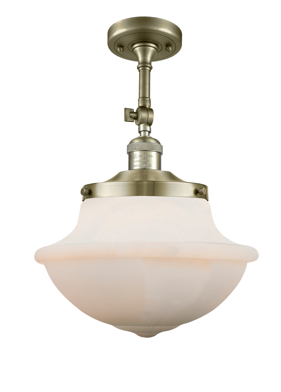 One Light Semi-Flush Mount by Innovations - Franklin Restoration Collection, Antique Brass Finish - 201F-AB-G541