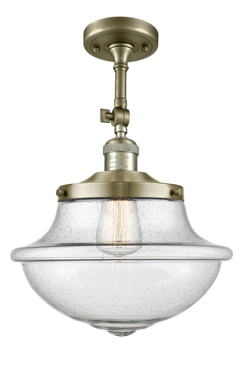 One Light Semi-Flush Mount by Innovations - Franklin Restoration Collection, Antique Brass Finish - 201F-AB-G544