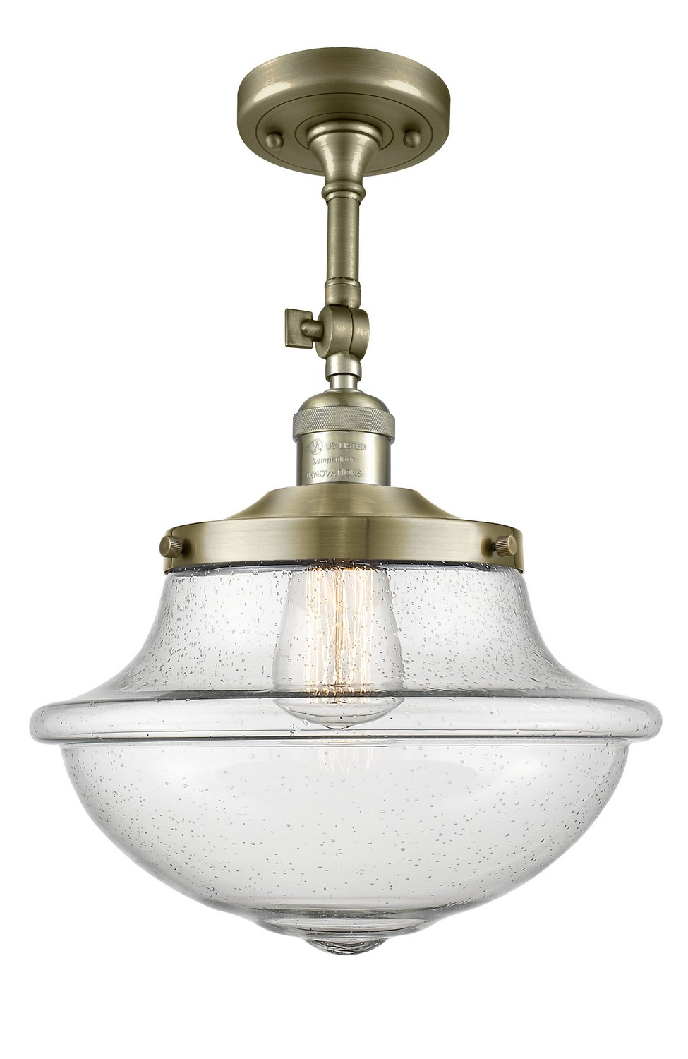LED Semi-Flush Mount by Innovations - Franklin Restoration Collection, Antique Brass Finish - 201F-AB-G544-LED