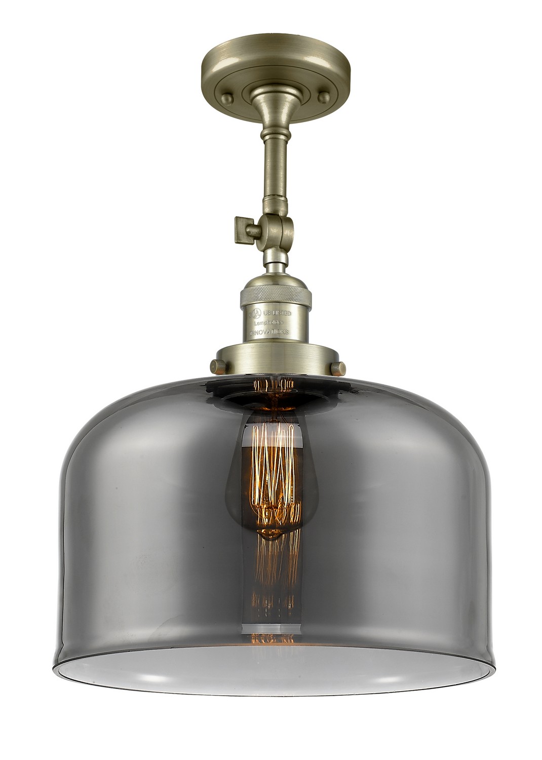 LED Semi-Flush Mount by Innovations - Franklin Restoration Collection, Antique Brass Finish - 201F-AB-G73-L-LED
