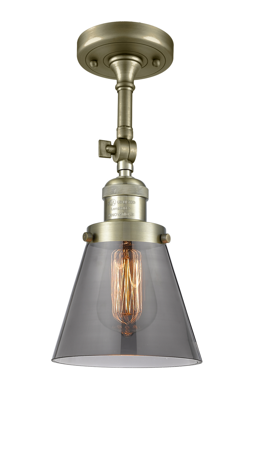 LED Semi-Flush Mount by Innovations - Franklin Restoration Collection, Antique Brass Finish - 201F-AB-G63-LED