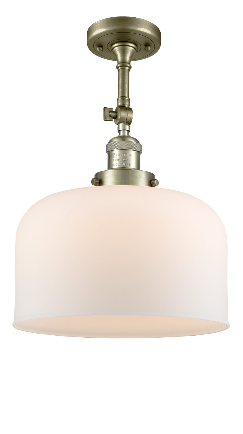 One Light Semi-Flush Mount by Innovations - Franklin Restoration Collection, Antique Brass Finish - 201F-AB-G71-L