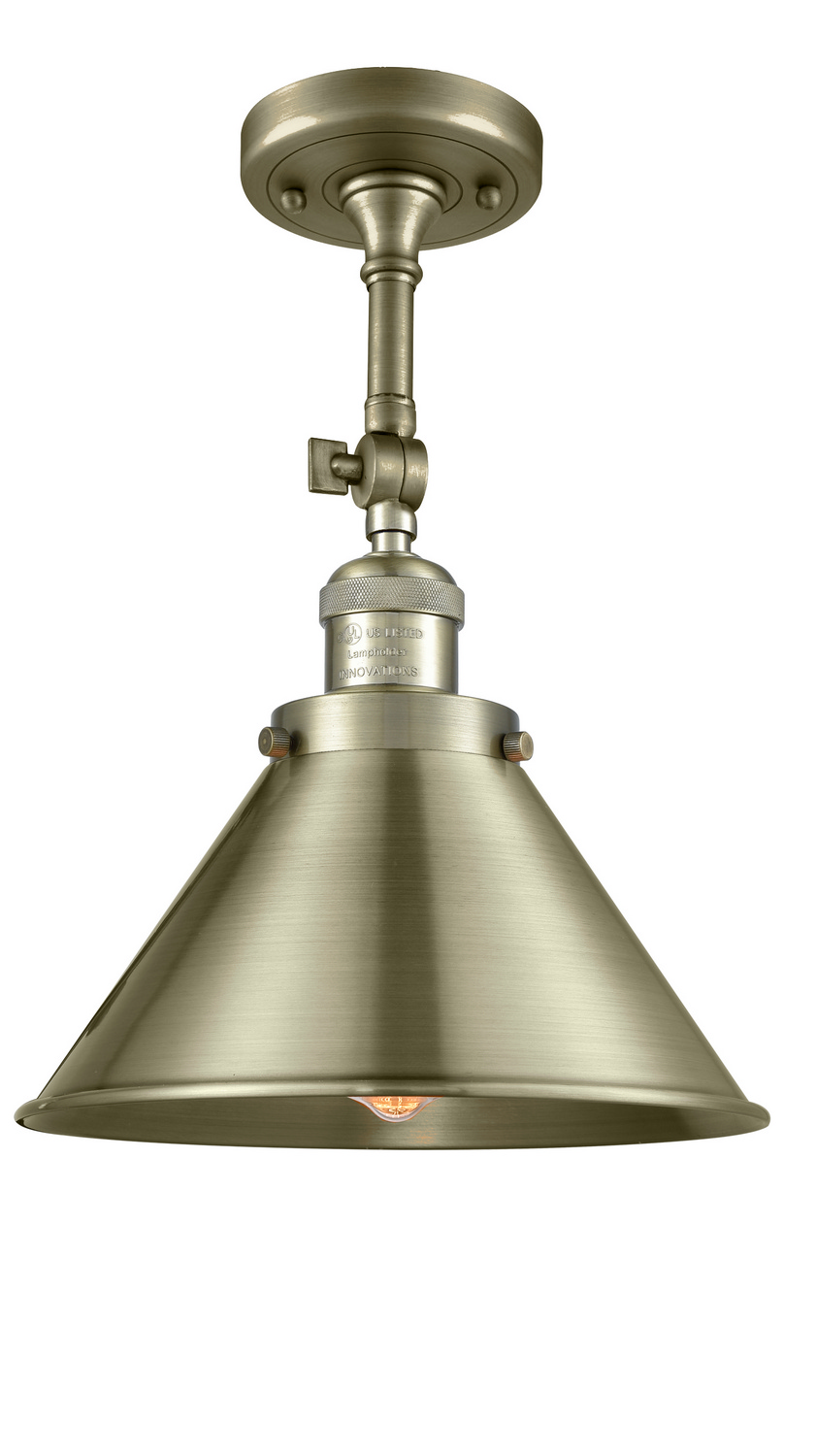 One Light Semi-Flush Mount by Innovations - Franklin Restoration Collection, Antique Brass Finish - 201F-AB-M10-AB