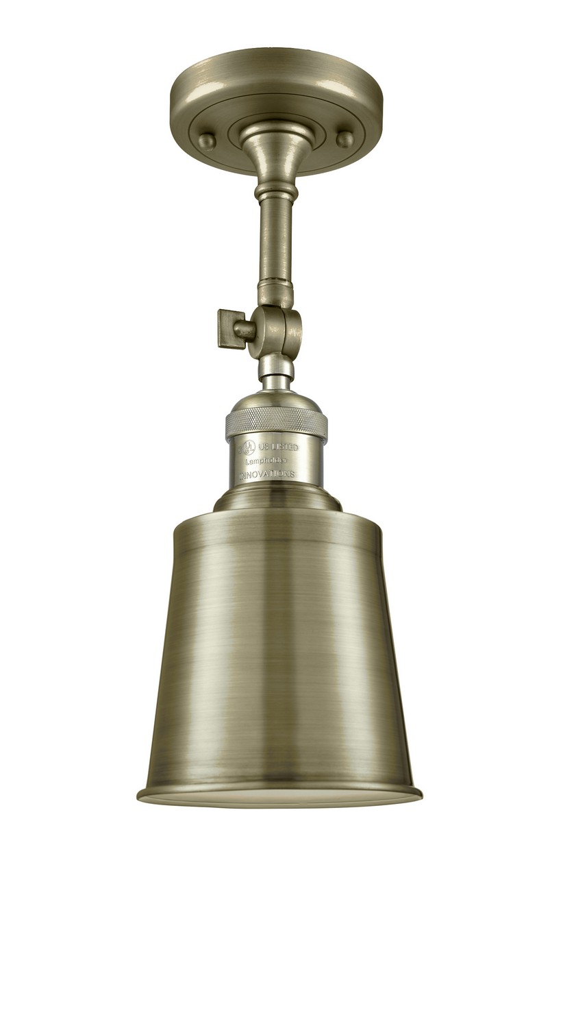 LED Semi-Flush Mount by Innovations - Franklin Restoration Collection, Antique Brass Finish - 201F-AB-M9-AB-LED