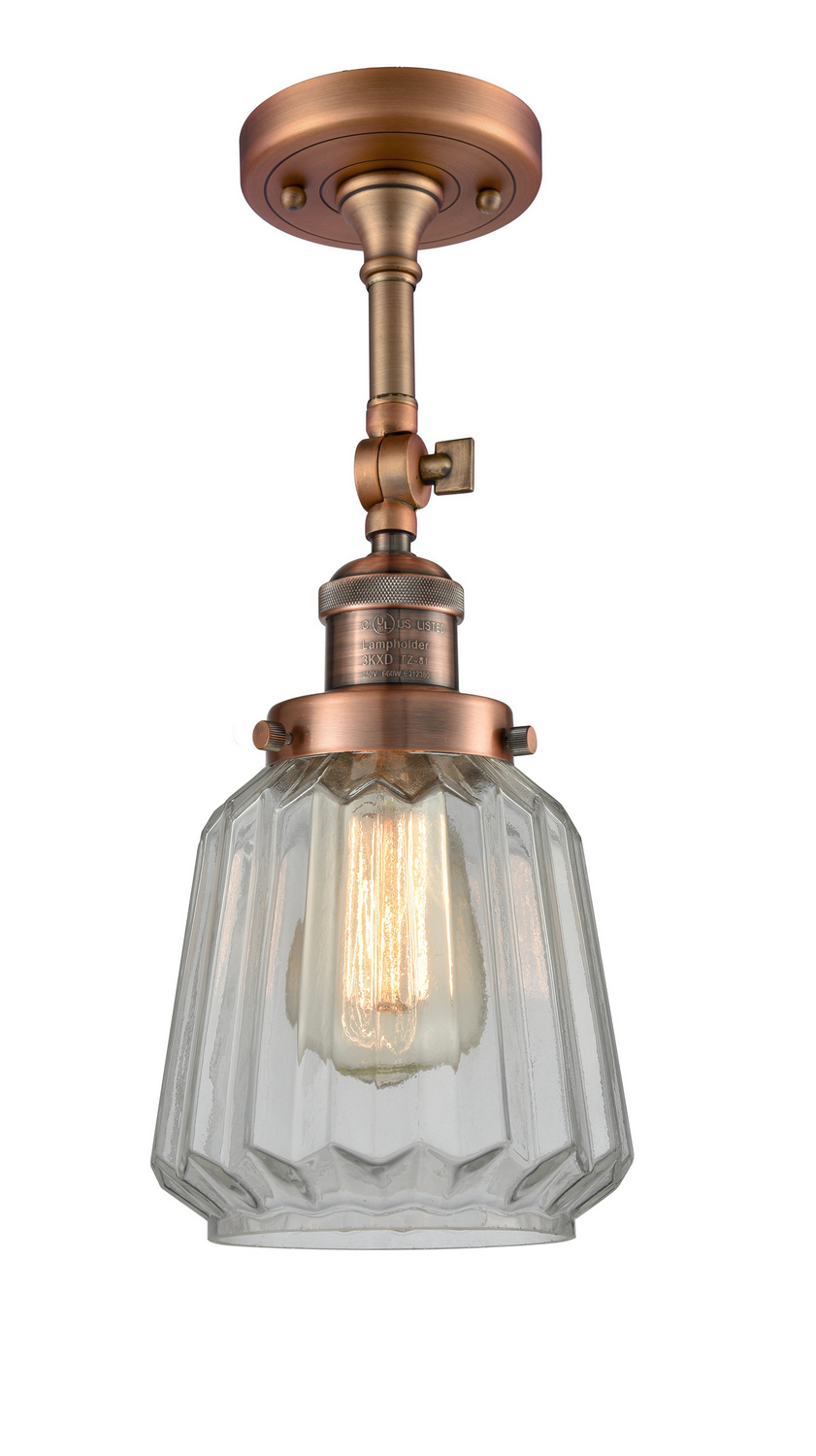 LED Semi-Flush Mount by Innovations - Franklin Restoration Collection, Antique Copper Finish - 201F-AC-G142-LED