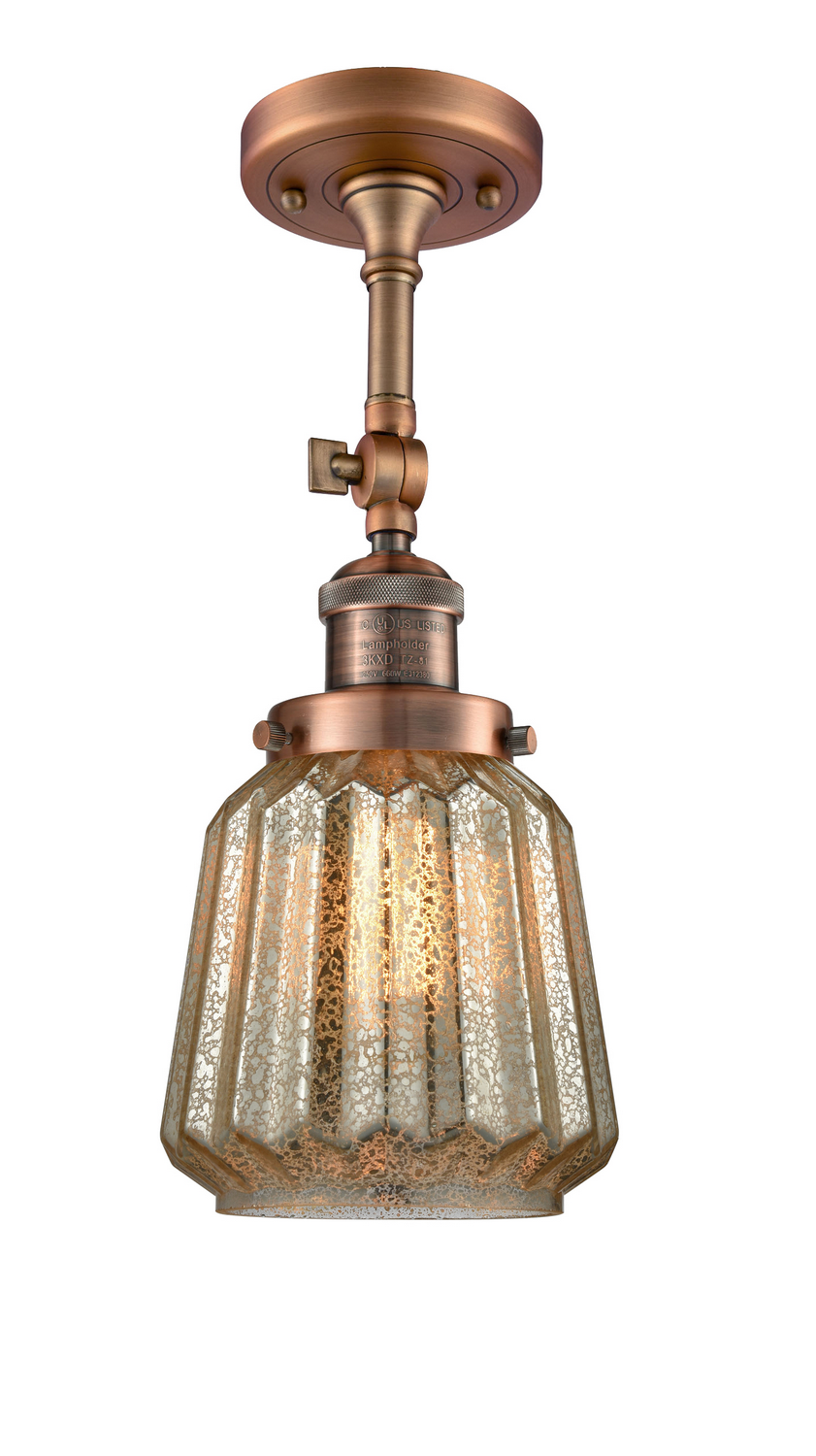 LED Semi-Flush Mount by Innovations - Franklin Restoration Collection, Antique Copper Finish - 201F-AC-G146-LED