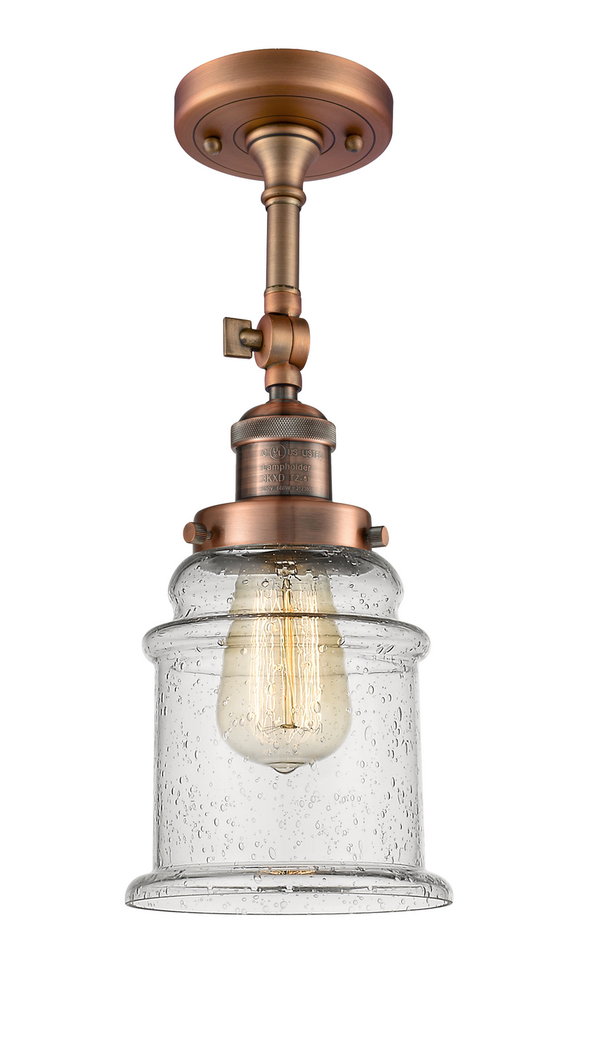 LED Semi-Flush Mount by Innovations - Franklin Restoration Collection, Antique Copper Finish - 201F-AC-G184-LED