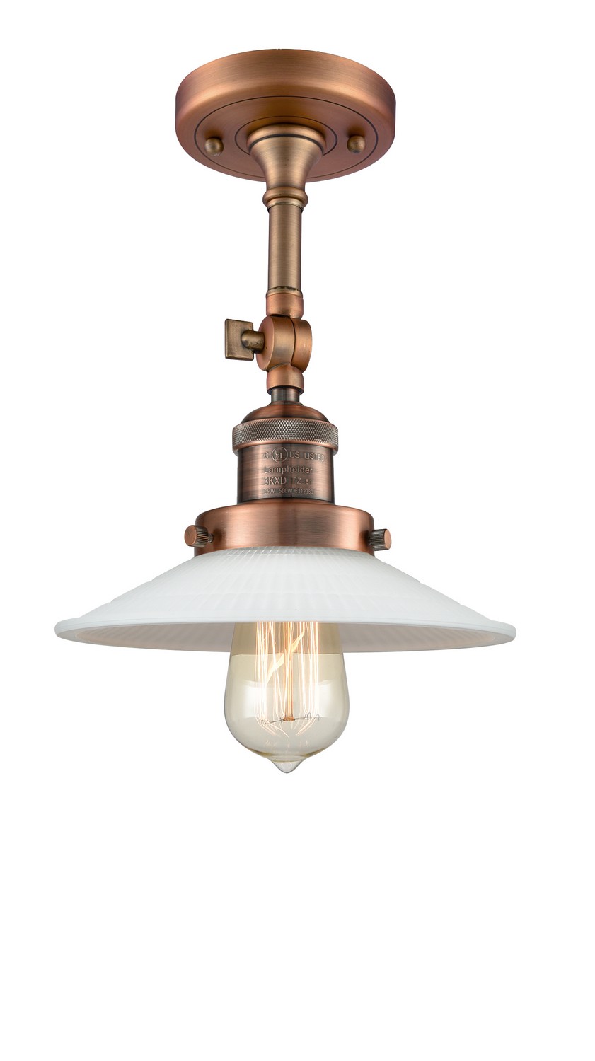 LED Semi-Flush Mount by Innovations - Franklin Restoration Collection, Antique Copper Finish - 201F-AC-G1-LED