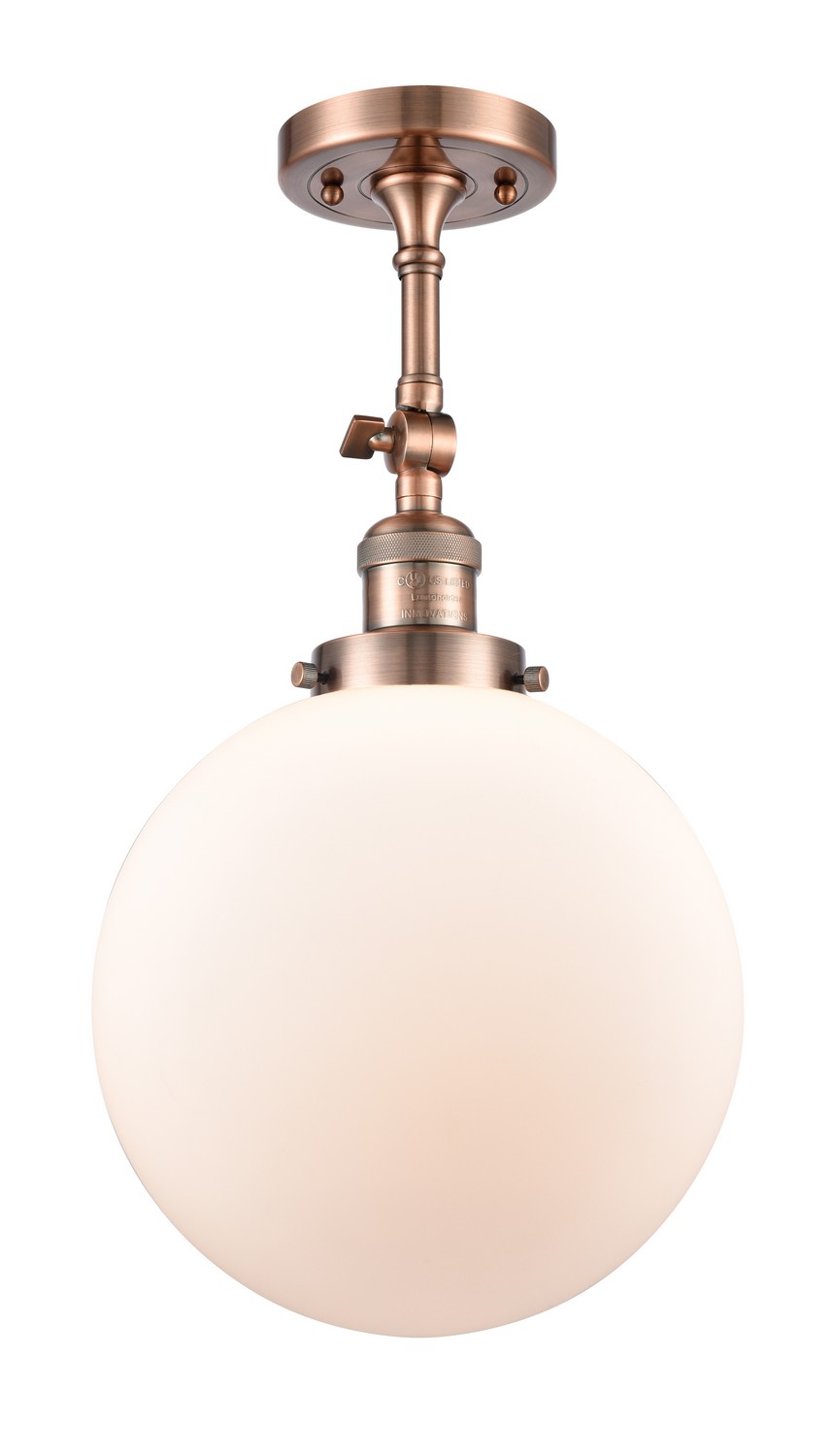 LED Semi-Flush Mount by Innovations - Franklin Restoration Collection, Antique Copper Finish - 201F-AC-G201-10-LED
