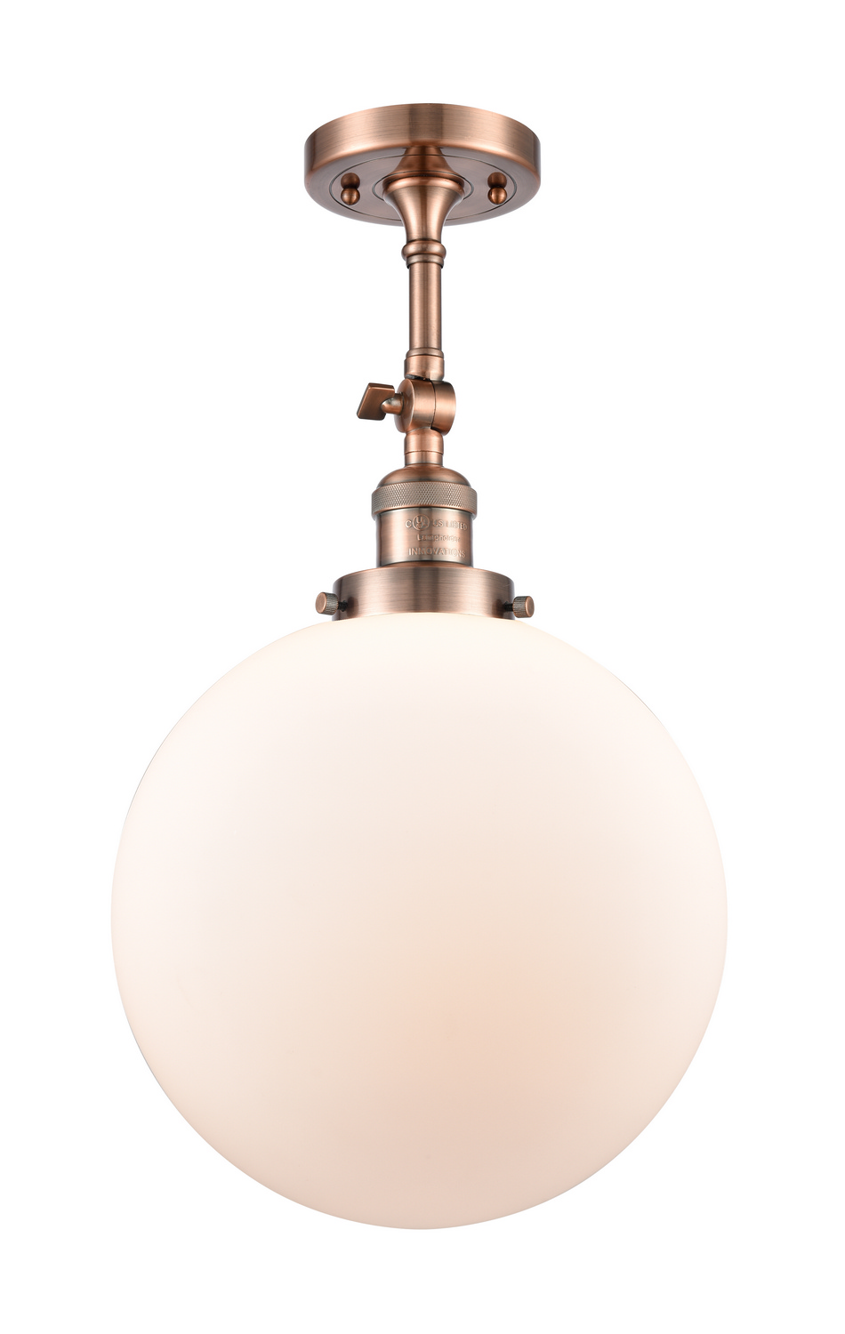 One Light Semi-Flush Mount by Innovations - Franklin Restoration Collection, Antique Copper Finish - 201F-AC-G201-12