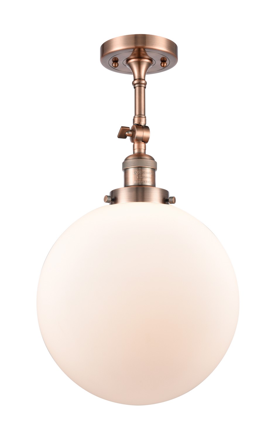 LED Semi-Flush Mount by Innovations - Franklin Restoration Collection, Antique Copper Finish - 201F-AC-G201-12-LED