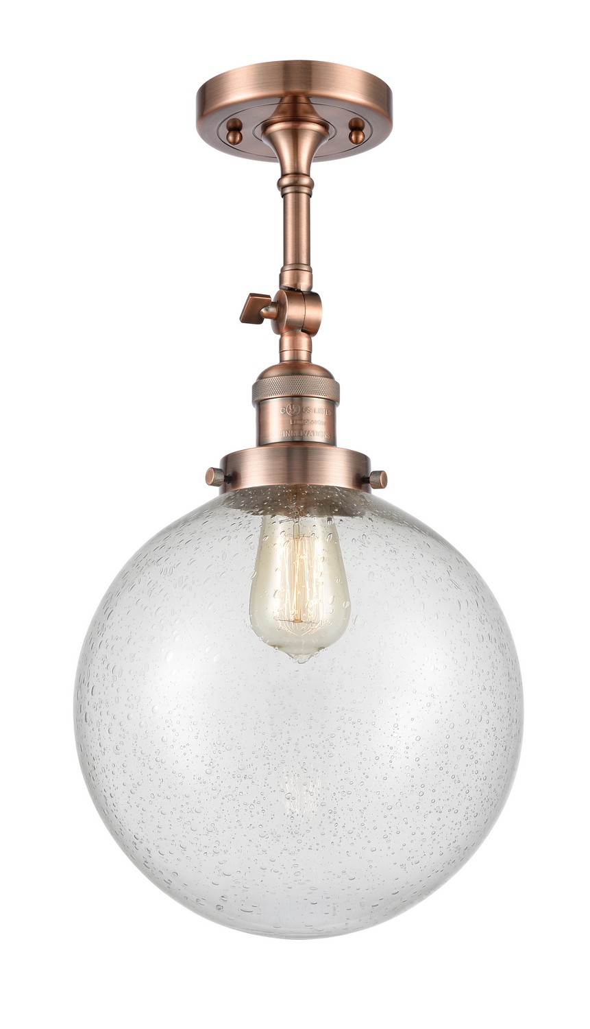 LED Semi-Flush Mount by Innovations - Franklin Restoration Collection, Antique Copper Finish - 201F-AC-G204-10-LED