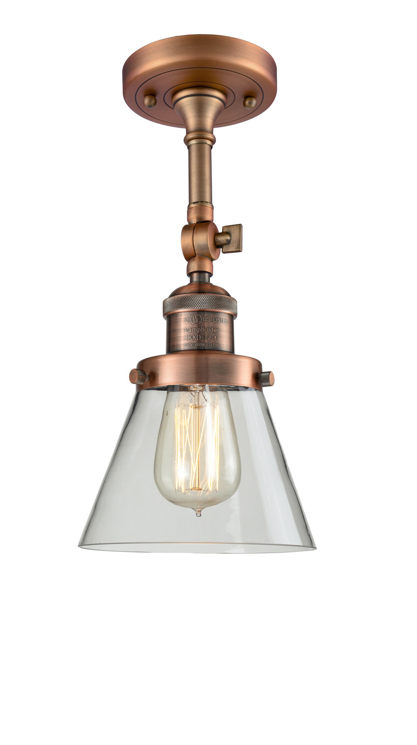 LED Semi-Flush Mount by Innovations - Franklin Restoration Collection, Antique Copper Finish - 201F-AC-G62-LED