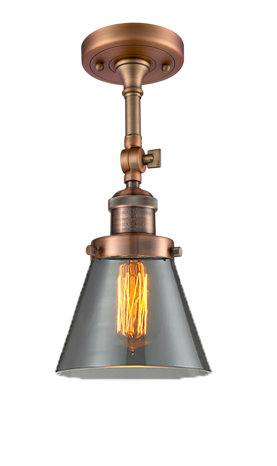 LED Semi-Flush Mount by Innovations - Franklin Restoration Collection, Antique Copper Finish - 201F-AC-G63-LED
