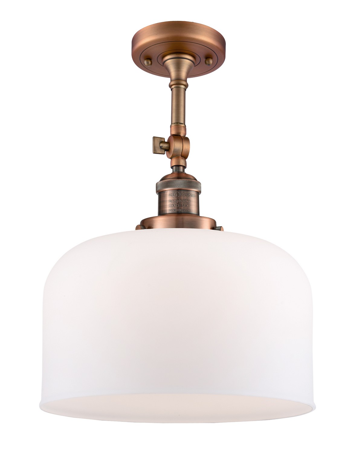LED Semi-Flush Mount by Innovations - Franklin Restoration Collection, Antique Copper Finish - 201F-AC-G71-L-LED