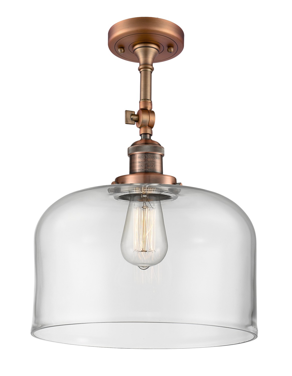 LED Semi-Flush Mount by Innovations - Franklin Restoration Collection, Antique Copper Finish - 201F-AC-G72-L-LED