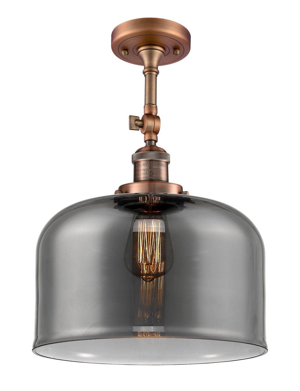 One Light Semi-Flush Mount by Innovations - Franklin Restoration Collection, Antique Copper Finish - 201F-AC-G73-L