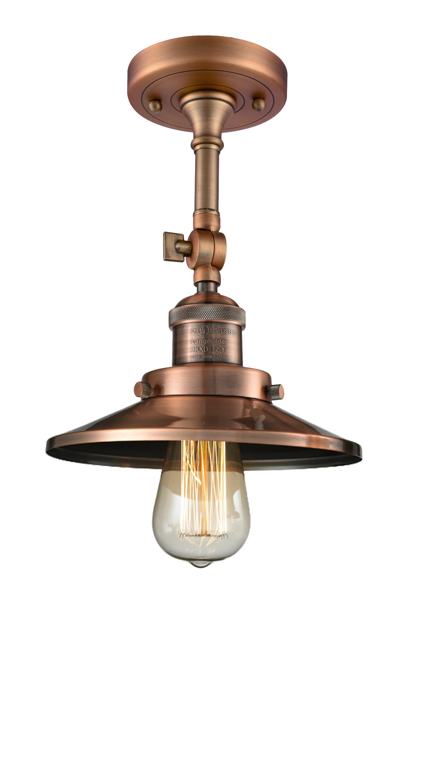 LED Semi-Flush Mount by Innovations - Franklin Restoration Collection, Antique Copper Finish - 201F-AC-M3-LED
