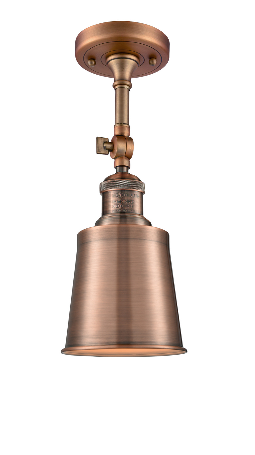 One Light Semi-Flush Mount by Innovations - Franklin Restoration Collection, Antique Copper Finish - 201F-AC-M9-AC