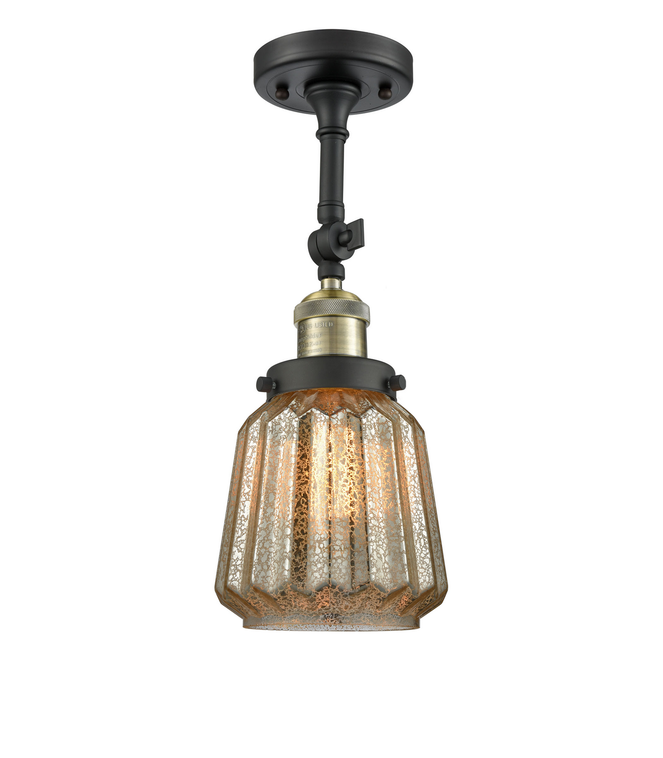 LED Semi-Flush Mount by Innovations - Franklin Restoration Collection, Black Antique Brass Finish - 201F-BAB-G146-LED