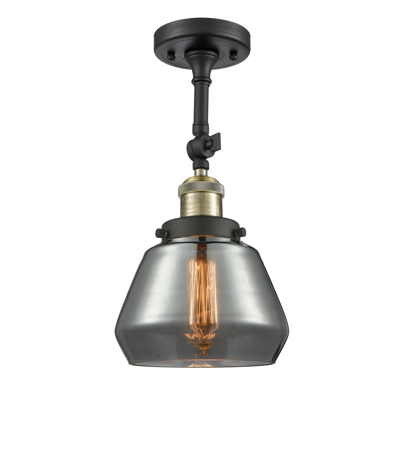 One Light Semi-Flush Mount by Innovations - Franklin Restoration Collection, Black Antique Brass Finish - 201F-BAB-G173