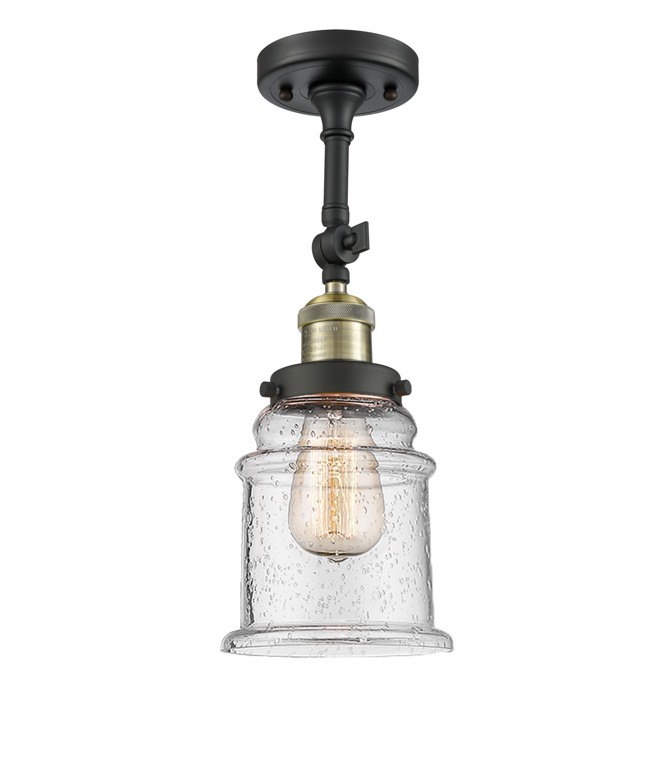 LED Semi-Flush Mount by Innovations - Franklin Restoration Collection, Black Antique Brass Finish - 201F-BAB-G184-LED