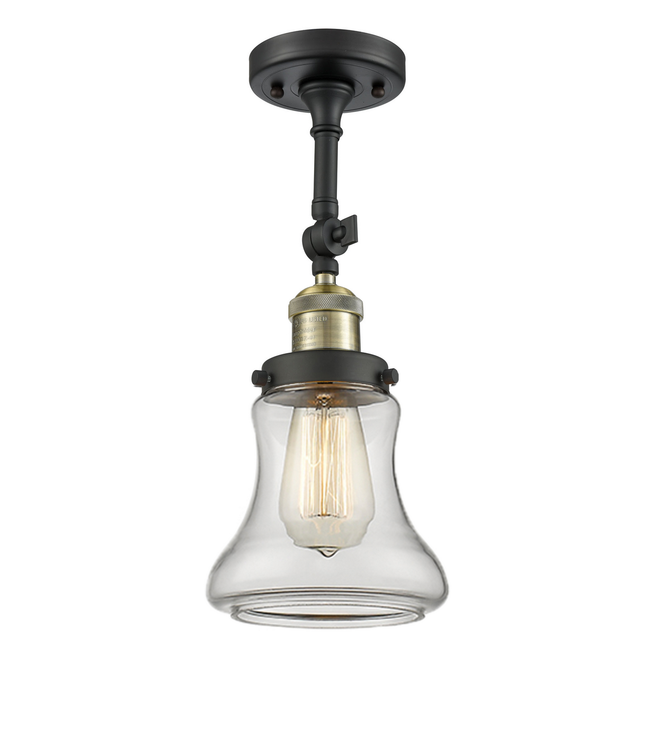 LED Semi-Flush Mount by Innovations - Franklin Restoration Collection, Black Antique Brass Finish - 201F-BAB-G192-LED