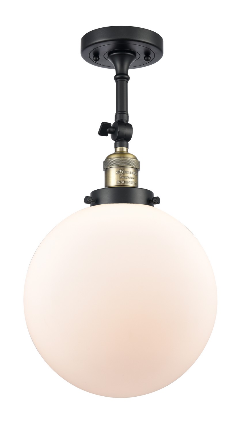 LED Semi-Flush Mount by Innovations - Franklin Restoration Collection, Black Antique Brass Finish - 201F-BAB-G201-10-LED